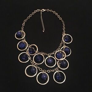 Vintage Blue Bead and Silver Tone Necklace